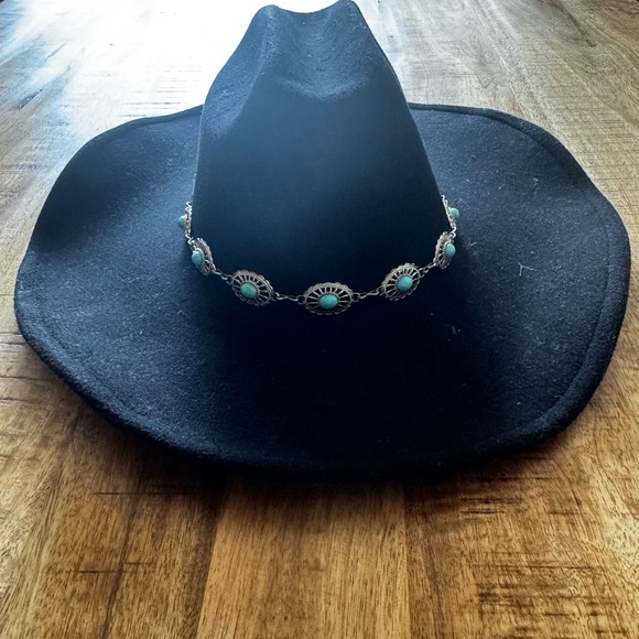 Frye Black and Blue Western Hat with Turquoise Accents - Picture 2 of 7